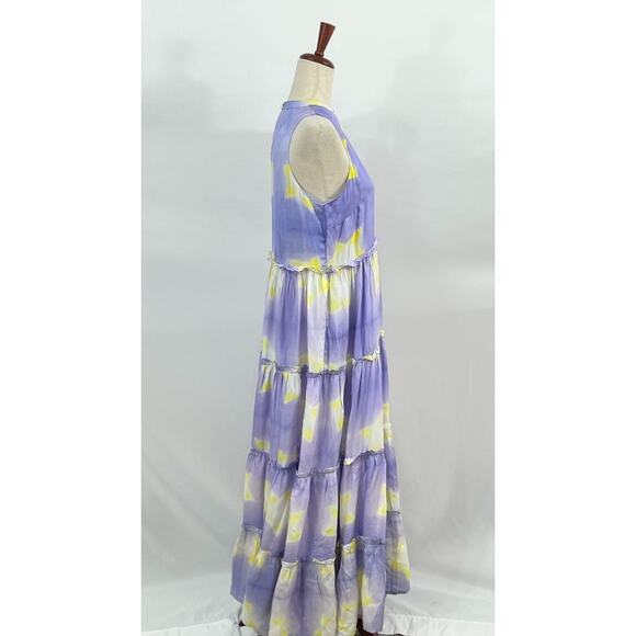 OLIPHANT Sz S Small Mela Peri Purple Stars Ruffle Tiered Maxi Dress NWT - Picture 6 of 9